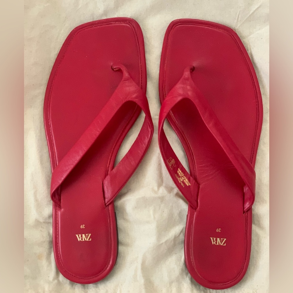Zara Red Leather Sandals
